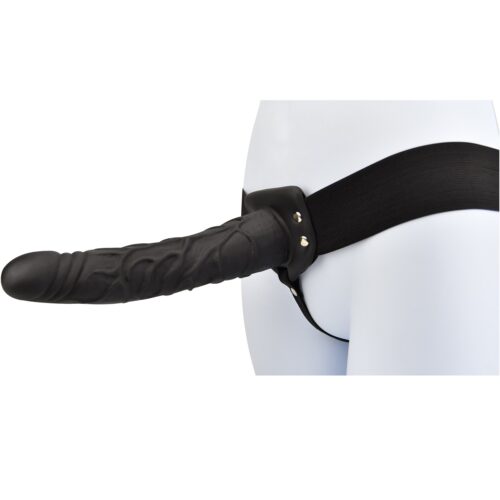 Loving Joy 9 Inch Hollow Silicone Strap On - Zwart - 22,8 CM