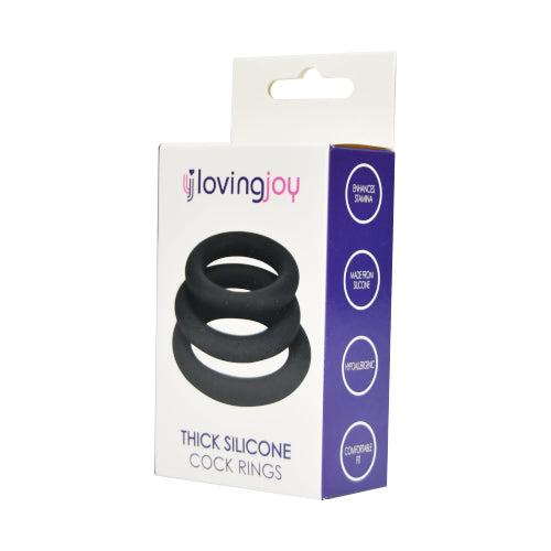 Silicone Extra Thick Cockring 3-Pack – Zwart | Extra Stimulerend & Comfortabel