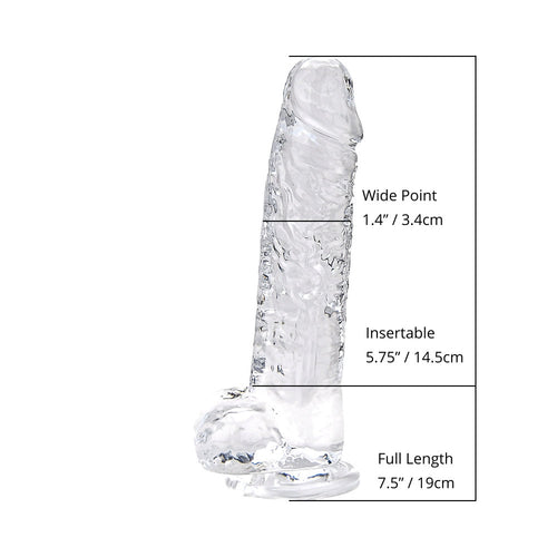 Realistische Dildo met Ballenen Zuignap – Transparant – 19 cm Inbrengbaar – N12186