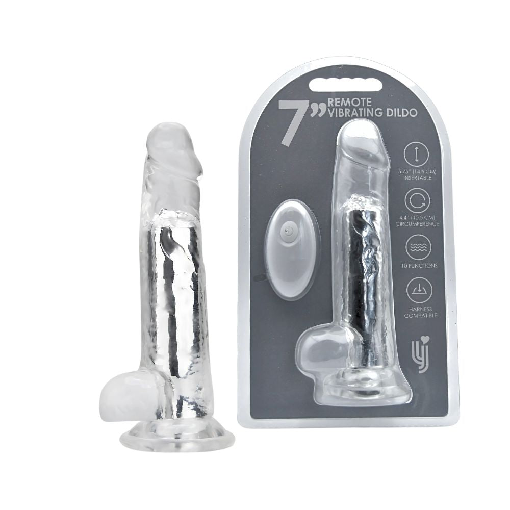 Loving Joy - 7 Inch Remote Vibrating Realistische Transparante Dildo (19 cm)