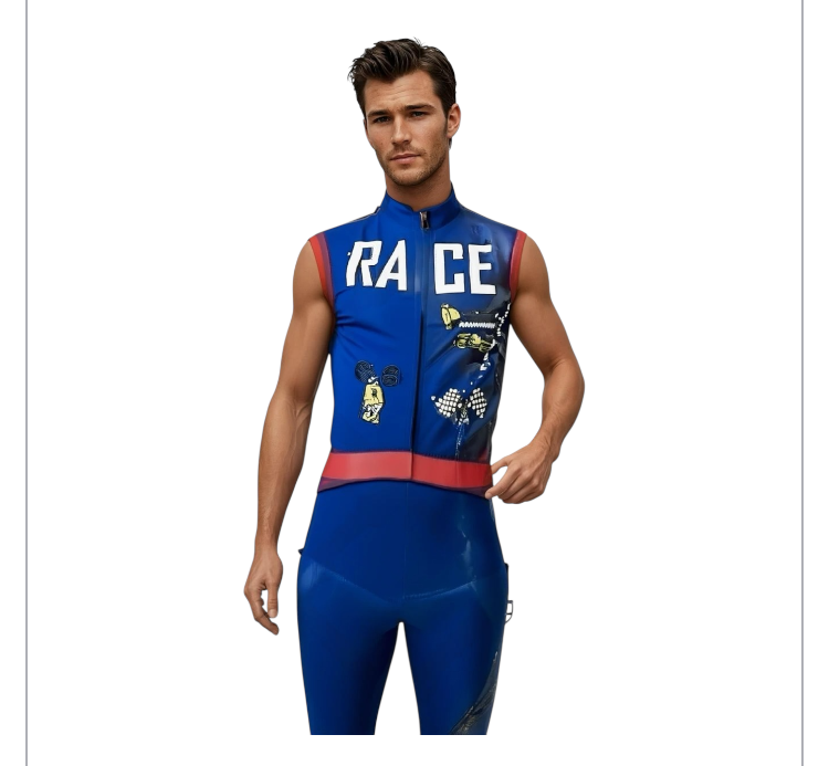 Verleidelijke Blauw Autocoureur Kostuum – Mouwloos Pak met Bijpassende Pet – Rollenspel Outfit - Size M / L/ XL