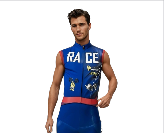 Verleidelijke Blauw Autocoureur Kostuum – Mouwloos Pak met Bijpassende Pet – Rollenspel Outfit - Size M / L/ XL
