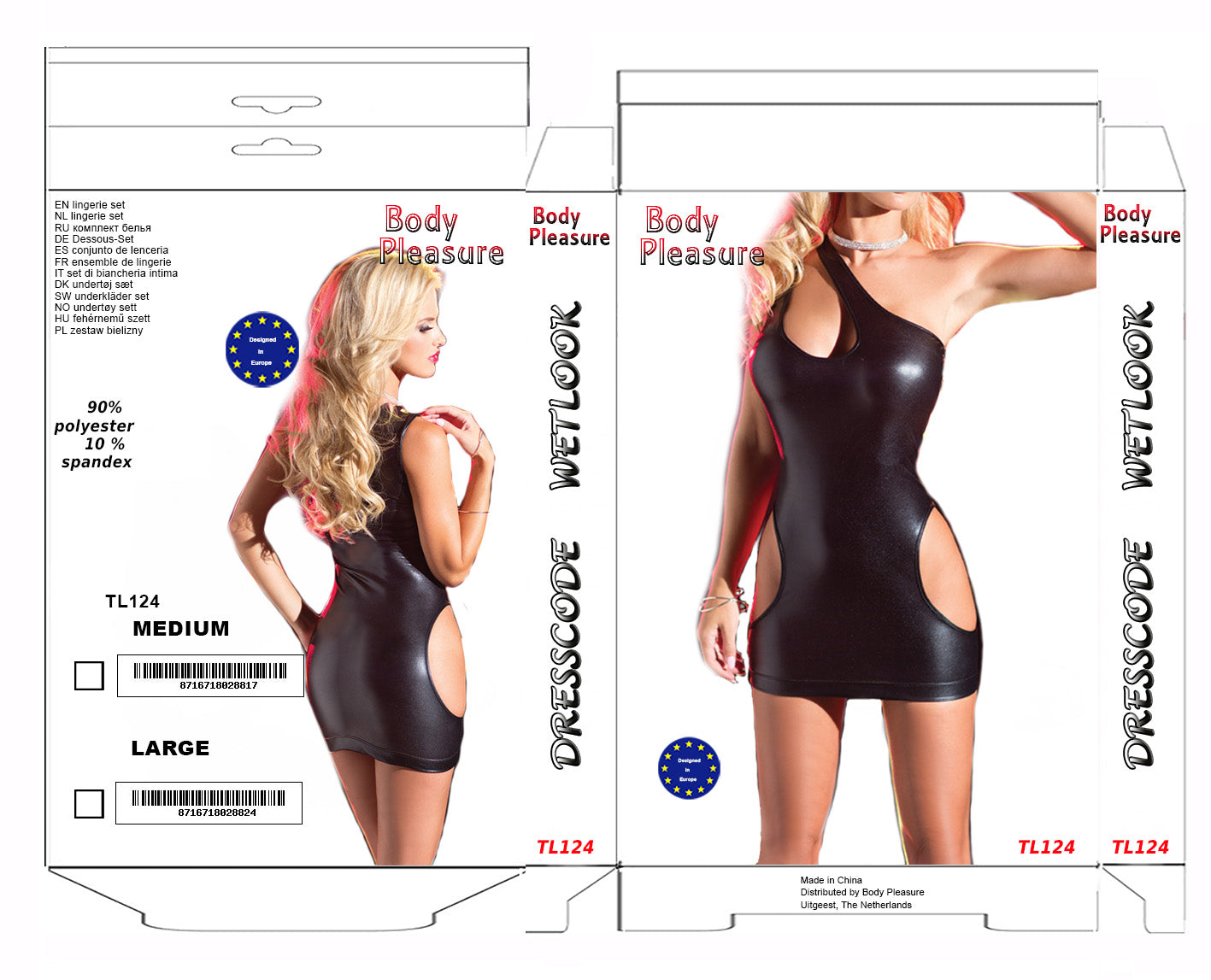 Body Pleasure Wet Look Dress – M/L – Zwart