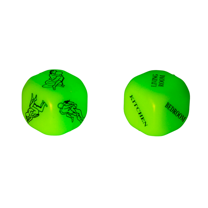 Kinky Pleasure - OB009 - KamaSutra Sex Dice - Sex Stands - NEON - 2pcs On Blister Card