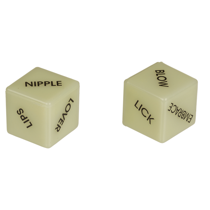 Kinky Pleasure - OB019 - Sex Dice With Text - 2pcs On Blister - GLOW IN THE DARK