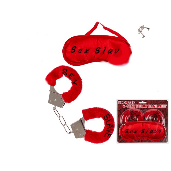 Kinky Pleasure - OB088 - "Sex Slave" en "The Bitch is Sleeping Mask + Handcuffs Set 2 Pieces