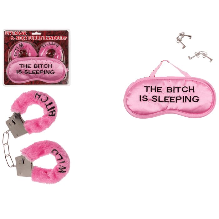 Kinky Pleasure - OB088 - "Sex Slave" en "The Bitch is Sleeping Mask + Handcuffs Set 2 Pieces