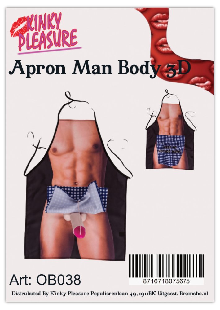 Kinky Pleasure - OB038 - Apron Sexy Men's Body - Sexy Keuken Schort