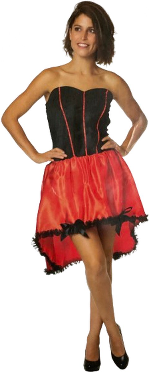 Kinky Flamingo Spaanse Jurk – Rood & Zwart Strapless Korset achtig met ruime rok voor Feest, Carnaval & Rollenspel