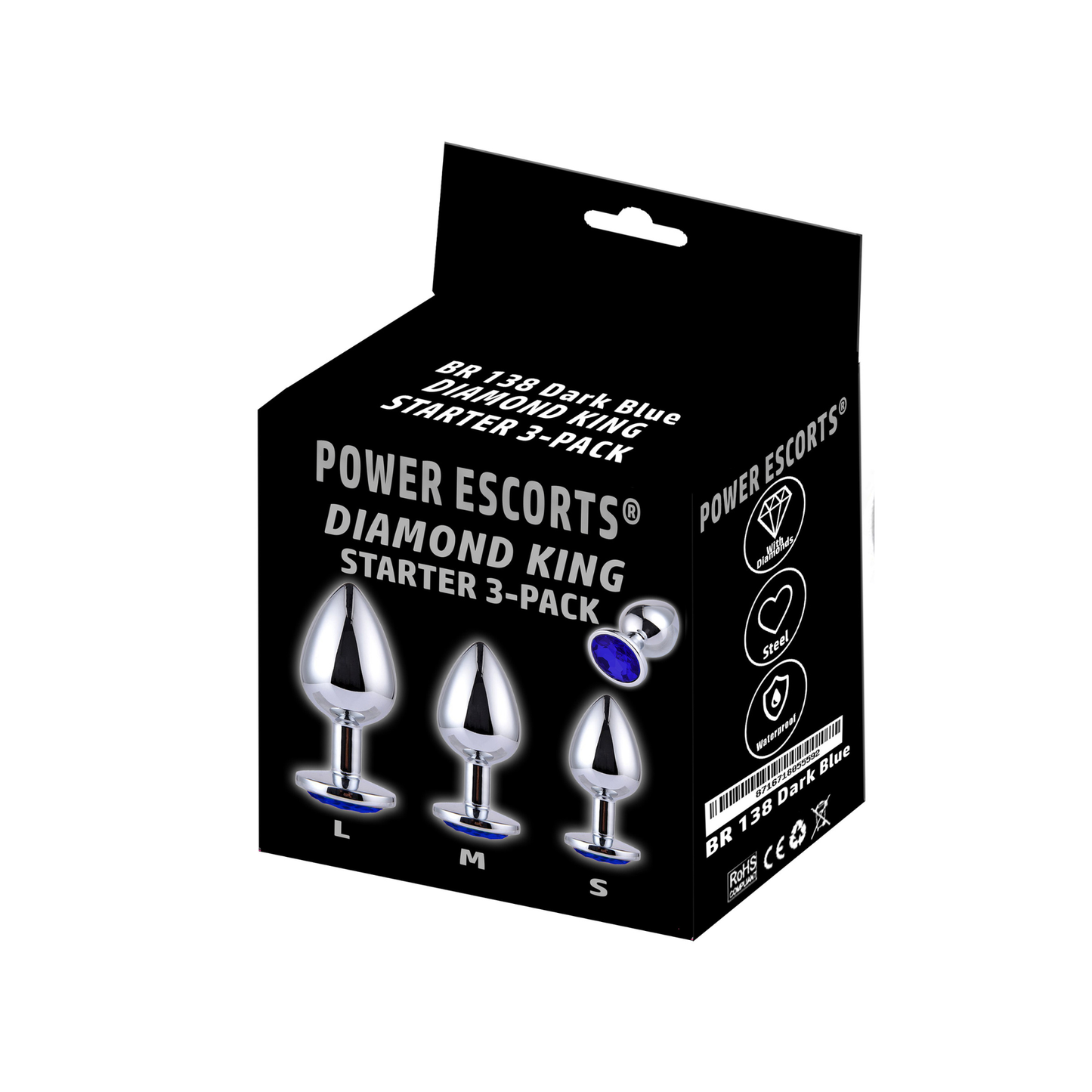 Starters Buttplug Set Met Donker Blauw Kristal