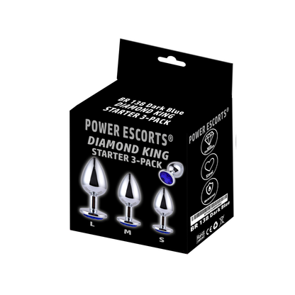 Starters Buttplug Set Met Donker Blauw Kristal