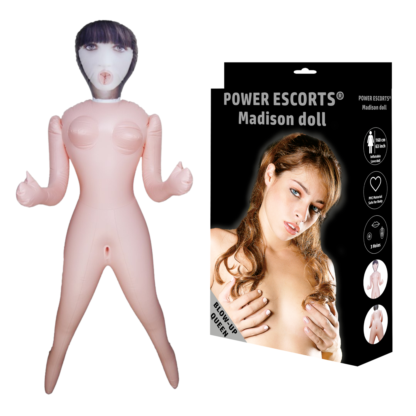 Madison Opblaasbare Sekspop met 3 Openingen