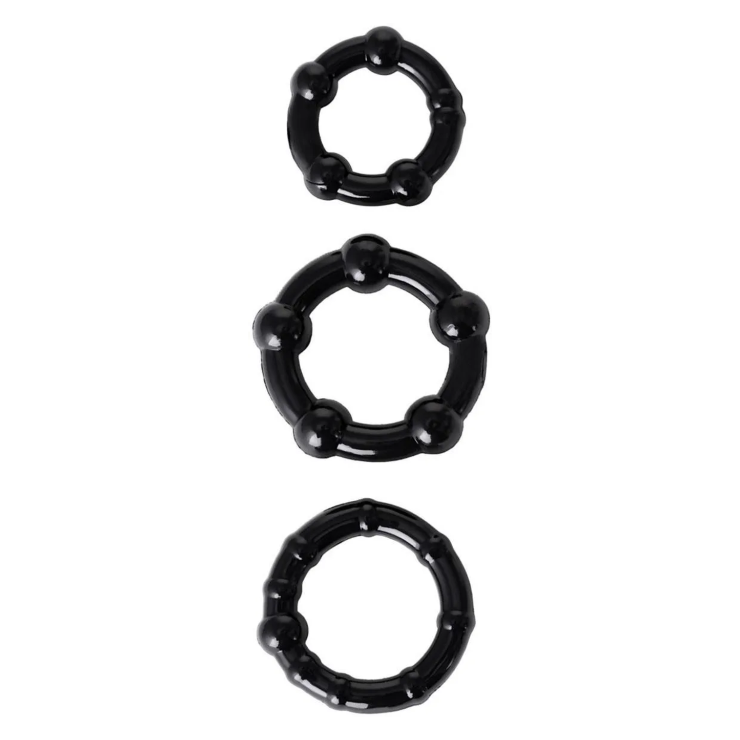 Beaded Cockring Set – 3 Zwarte Penisringen