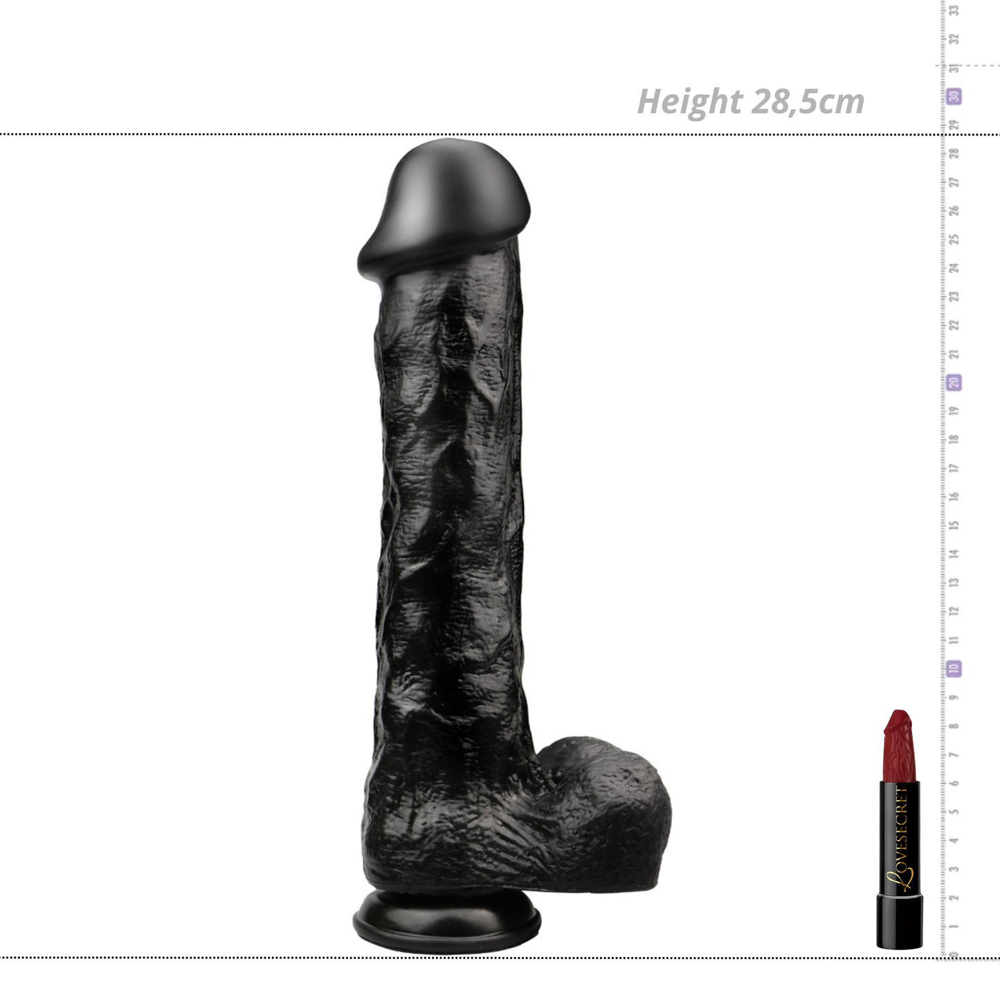 Realistische Dildo met Zuignap – 28,5 cm Zwart