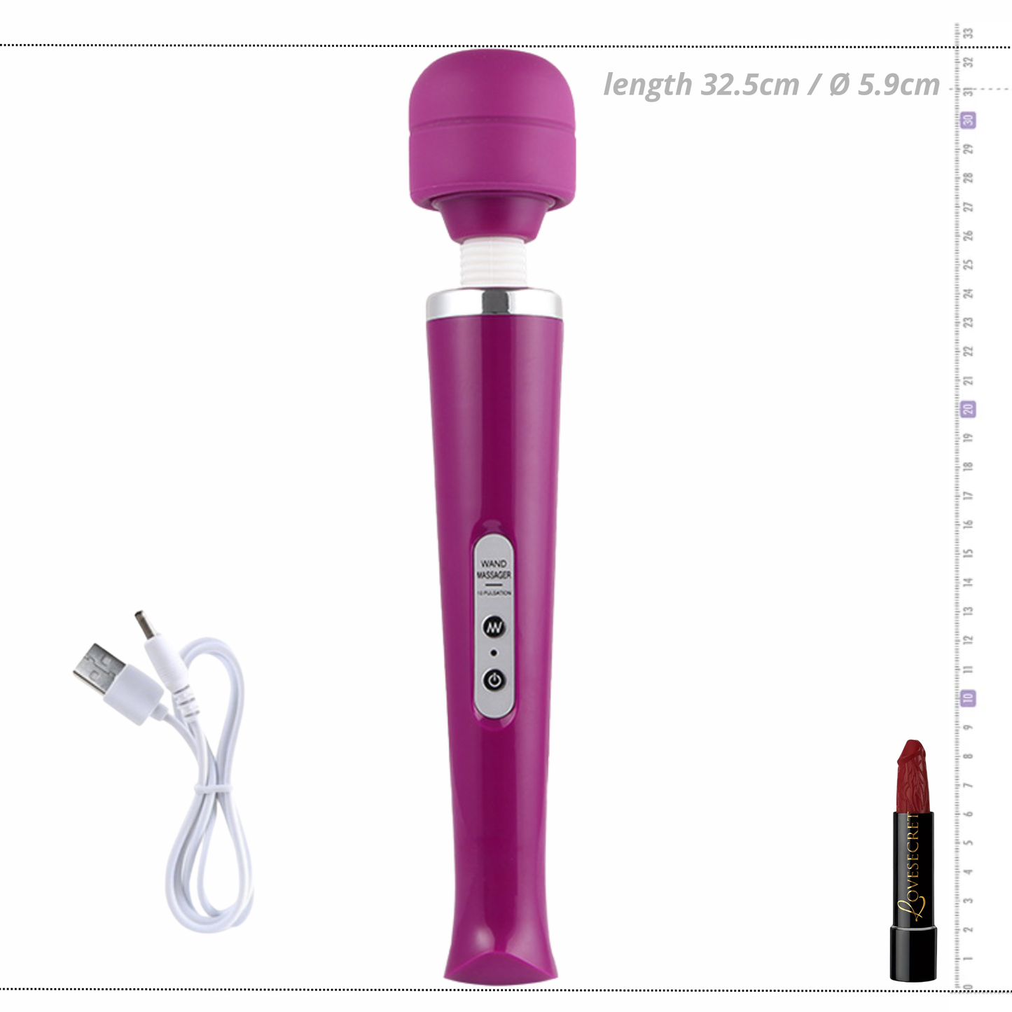 Wand Massager – Oplaadbare Krachtige Multi-Speed Vibrator (32.5cm Paars)