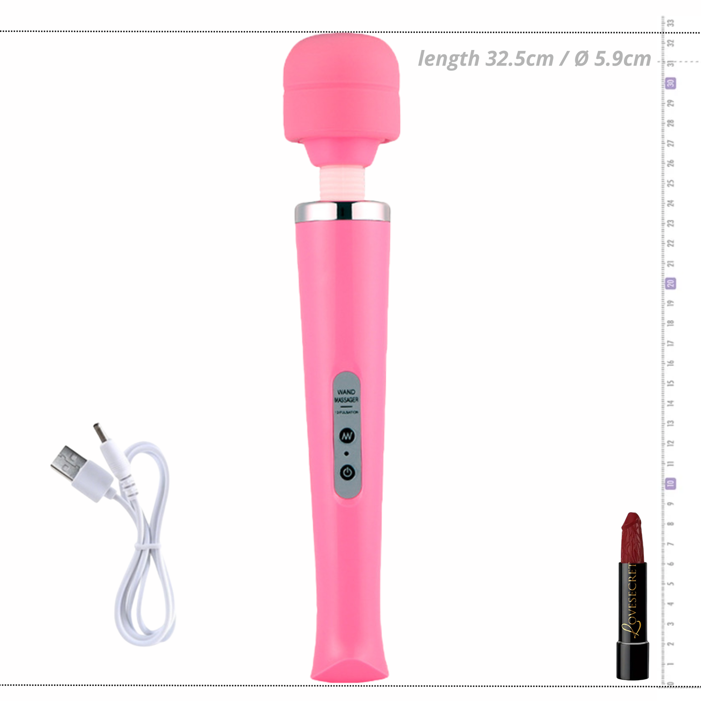 Wand Massager – Oplaadbare Krachtige Multi-Speed Vibrator (32.5cm Roze)