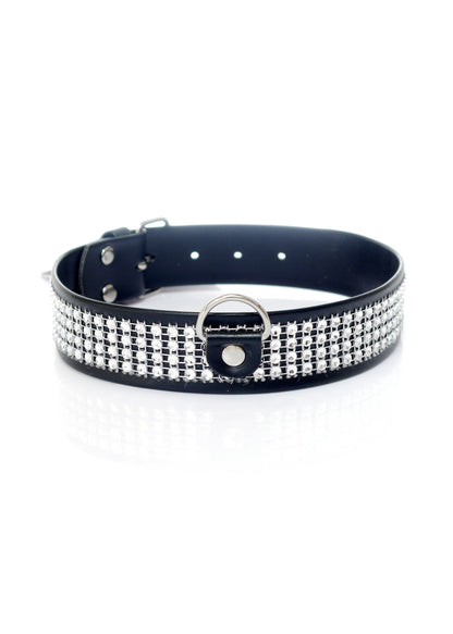 Bossoftoys - 33-00101 - Collar - Studs - Big - Silver - Diamonds