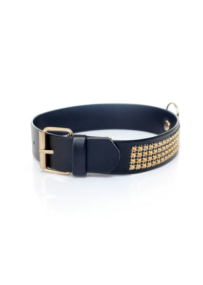 Bossoftoys - 33-00102 - Collar With Studs  3 Cm- Big - Gold - Diamonds