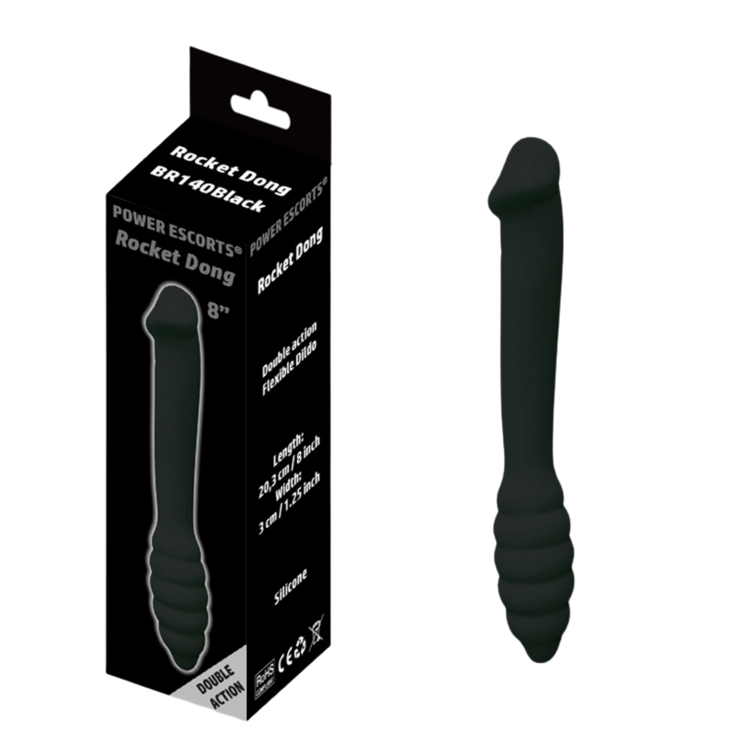 Rocket Dong Dubbelzijdige Dildo – 20,3cm - Zwart