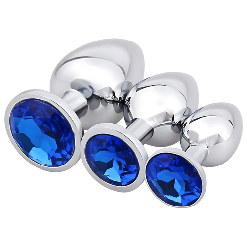 Starters Buttplug Set Met Donker Blauw Kristal