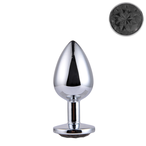 Kleine Buttplug met Zwarte Kristal (7 cm Ø 3.2cm)