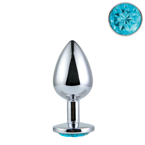 Kleine Buttplug met Licht Blauw Kristal (7 cm Ø 3.2cm)