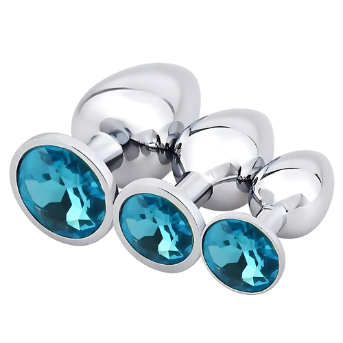 Starters Buttplug Set Met Licht Blauw Kristal