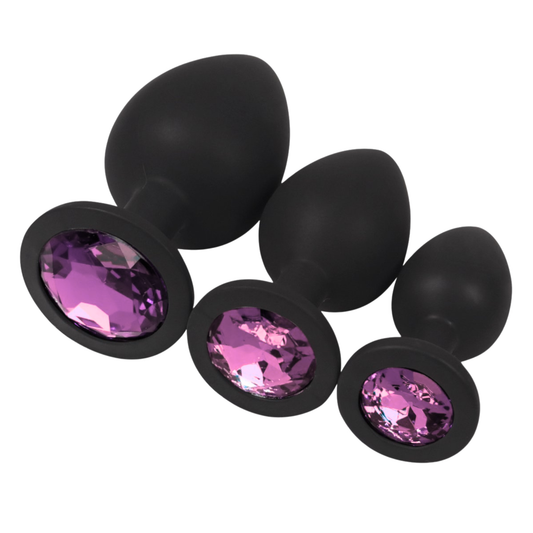 Luxe Roze Siliconen Buttplug Set met Kristal