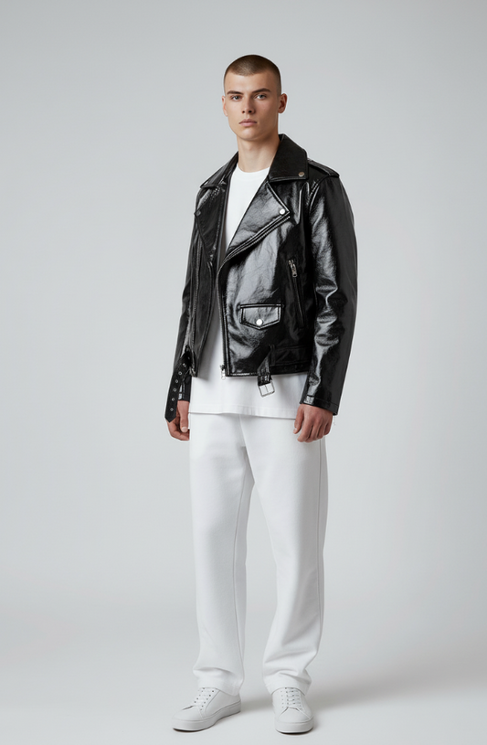 FashionWorld Kinky Glossy Zwarte Jas – Maat XL