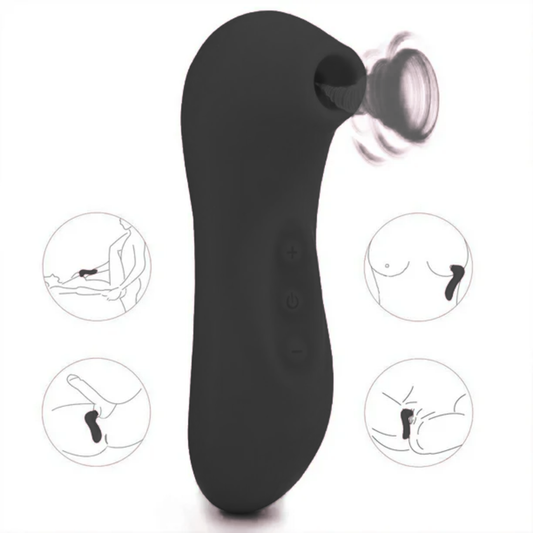 Oral Queen Clitoris & Tepel Zuiger Vibrator Zwart
