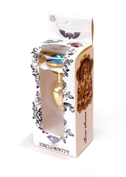 Boysoftoys – Gouden Anale Plug met Lichtblauwe Kristal – 64-00022
