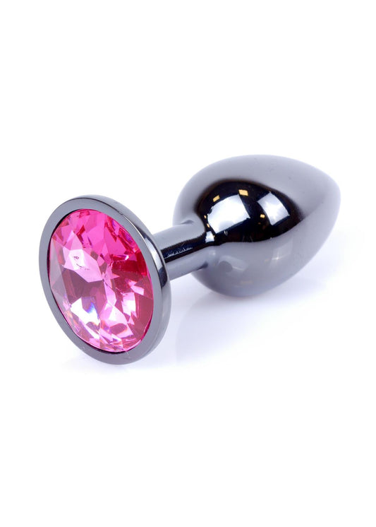 Boysoftoys – Anale Plug Donker Zilver met Roze Kristal – 64-00026