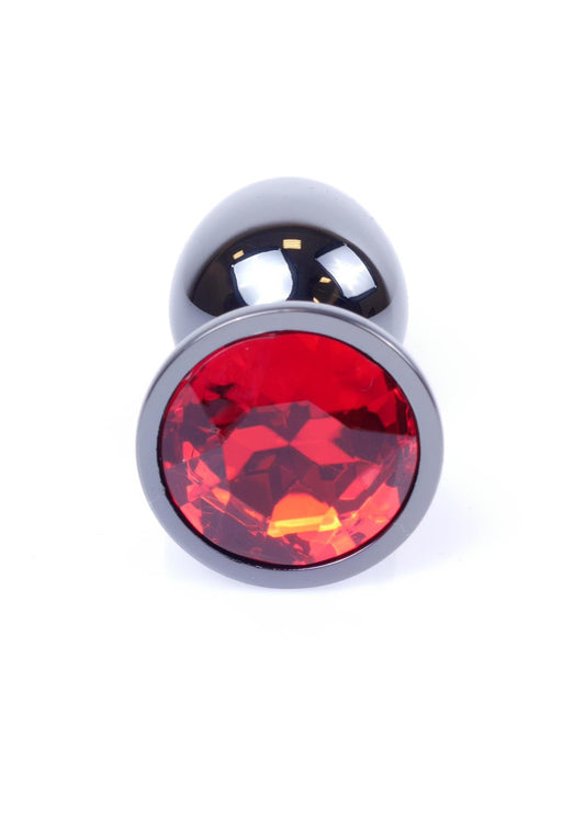 Boysoftoys – Anale Plug Donker Zilver met Roze Edelsteen – 64-00027