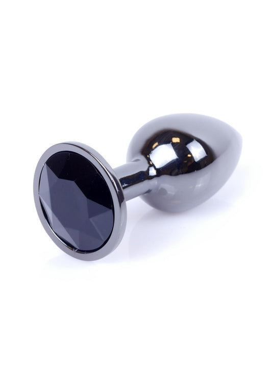 Boysoftoys – Anale Plug Donker Zilver met Zwarte Kristal – 64-00029
