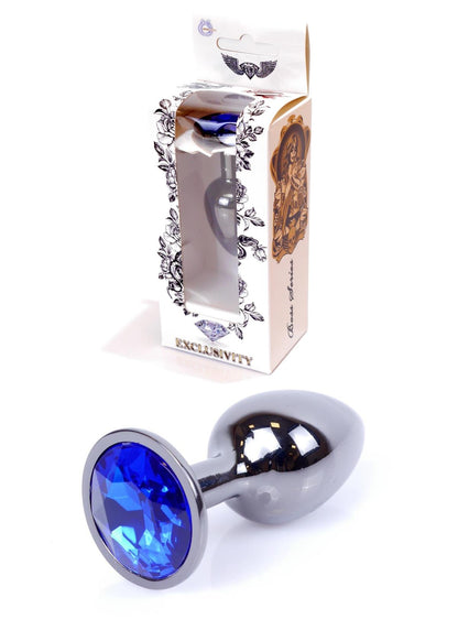 Boysoftoys – Anale Plug Donker Zilver met Donkerblauw Kristal – 64-00032