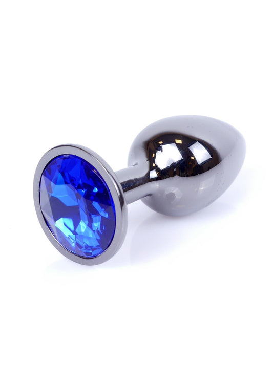Boysoftoys – Anale Plug Donker Zilver met Donkerblauw Kristal – 64-00032