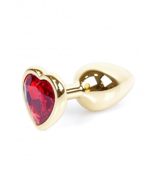Boysoftoys – Anale Plug Goud Met Hart Design en met Rode Kristal – 64-00037