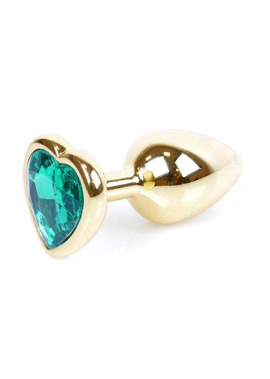 Boysoftoys – Anale Plug Goud Hart Design met Groene Kristal – 64-00042