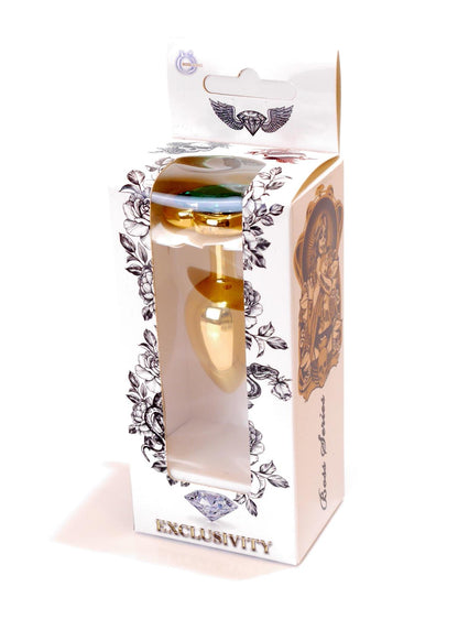 Boysoftoys – Anale Plug Goud Hart Design met Groene Kristal – 64-00042