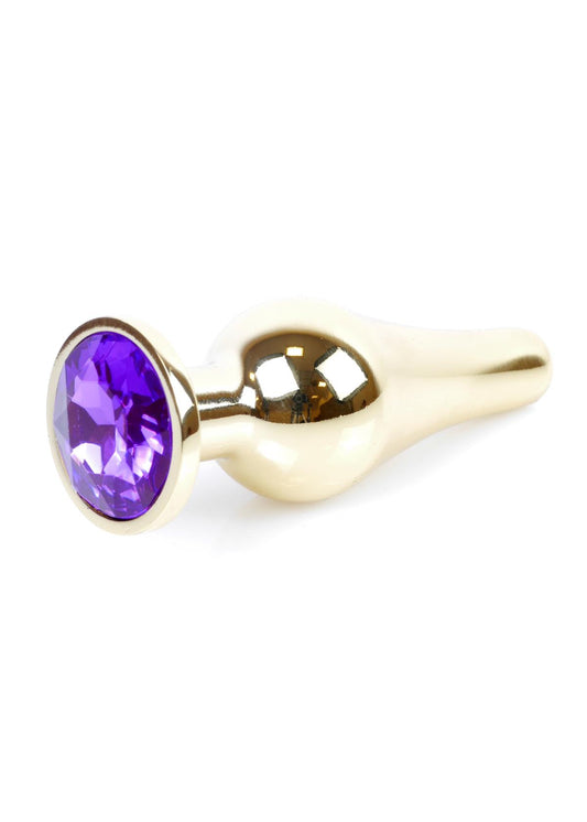 Boysoftoys - Gouden grote buttplug - anale plug met paarse steen