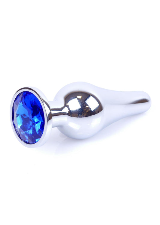 Boysoftoys – Zilveren Grote Buttplug met Donkerblauwe Steen