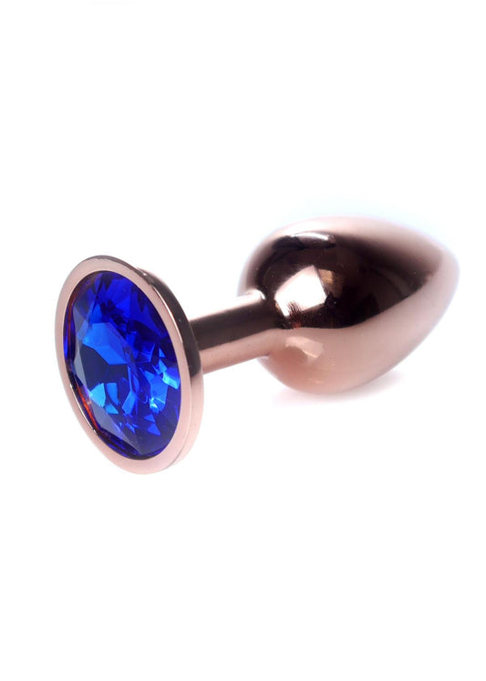 Boysoftoys – Rose Gold Anal Plug met Blauw Edelsteen – 7 cm