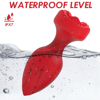 Rode Vibrerende Rozen Buttplug met Afstandsbediening