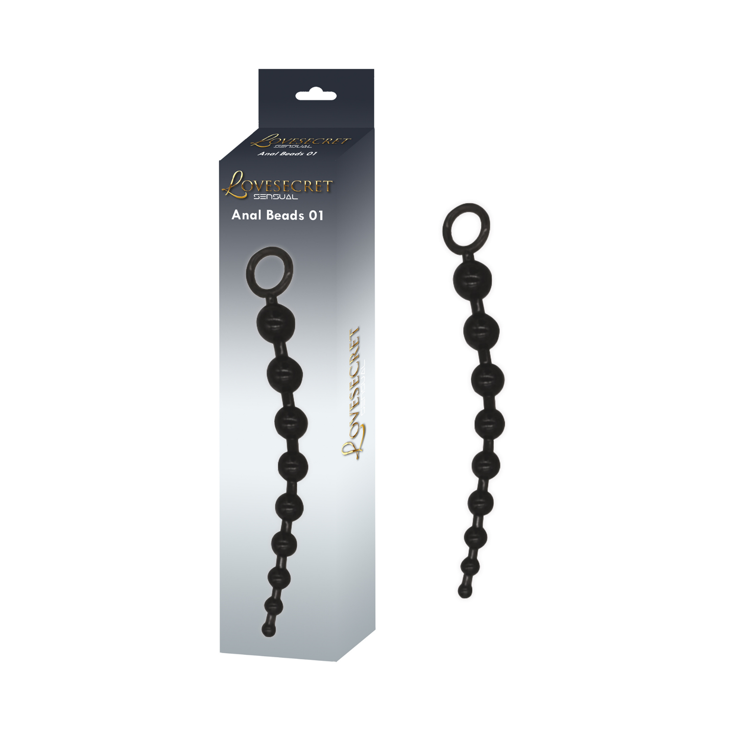 Zwarte Anale Kralen met Ring (30 cm)