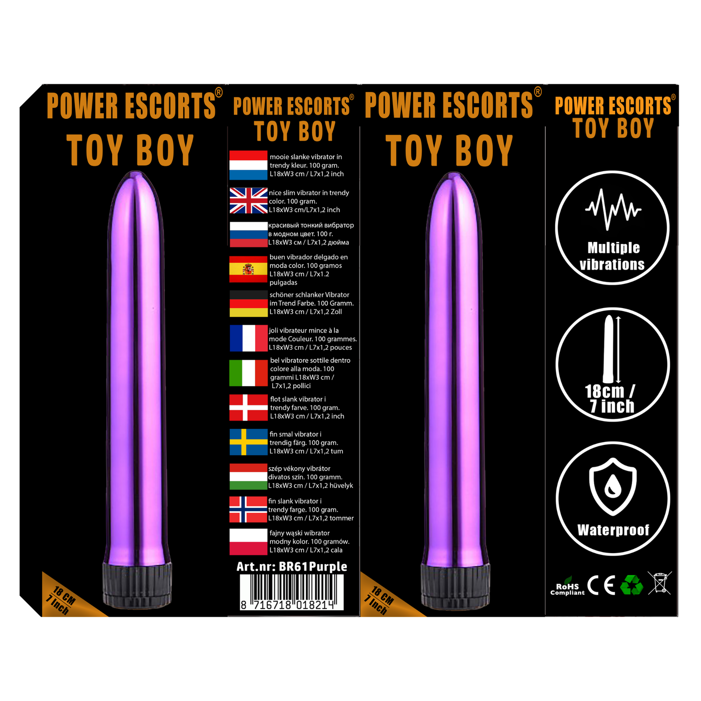 Slanke Paarse Vibrator met Meerdere Vibratie Standen