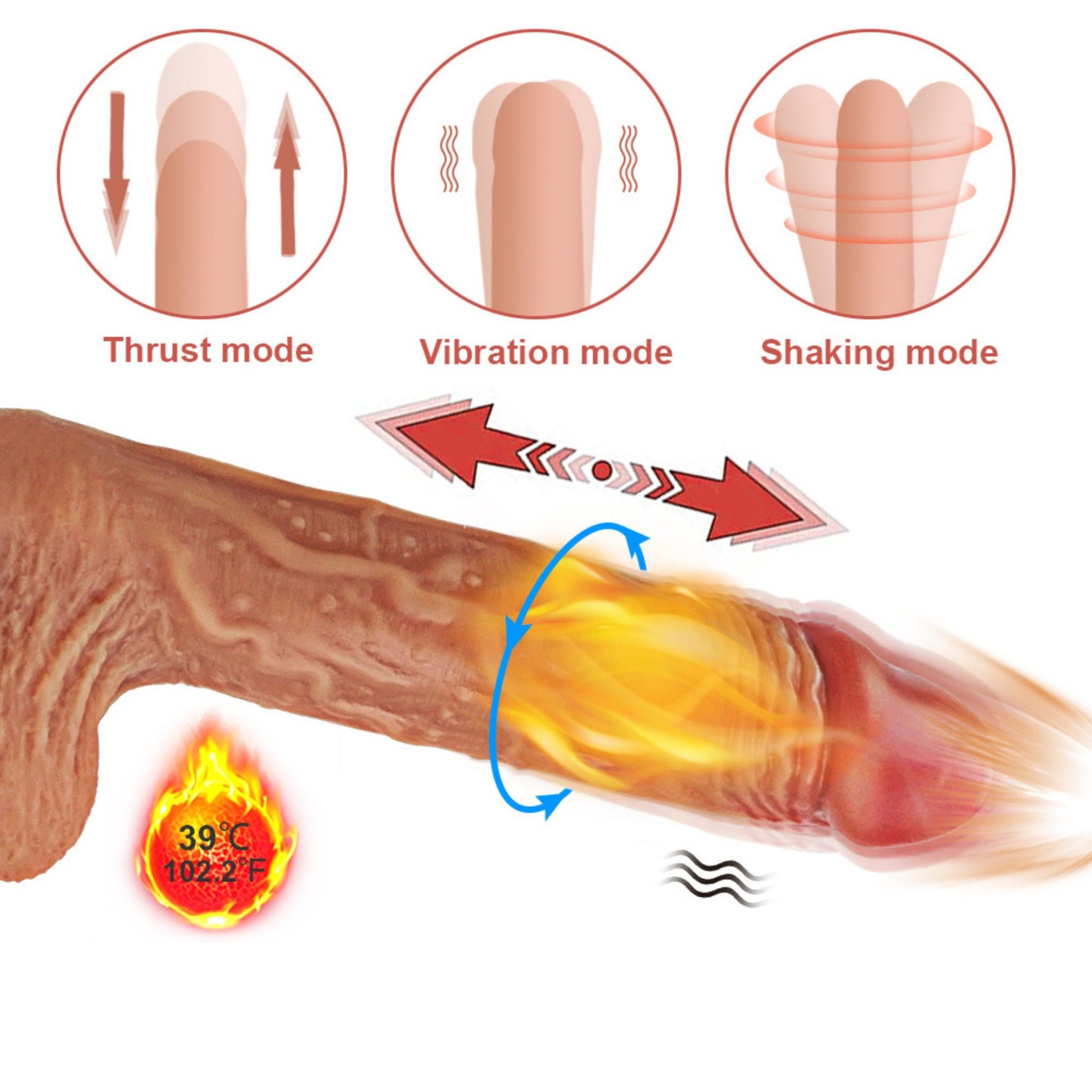 Realistische Vibrator Met Hitte Functie App Bestuurbaar 21.5cm