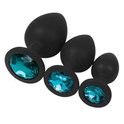 Luxe Siliconen Anal Plug met Kristal (S, M, L & 3-Pack Set)
