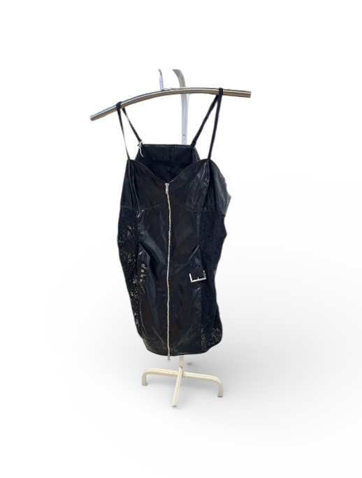 Kinky Glanzende Jurk met Rits – Zwart – Maat XXL