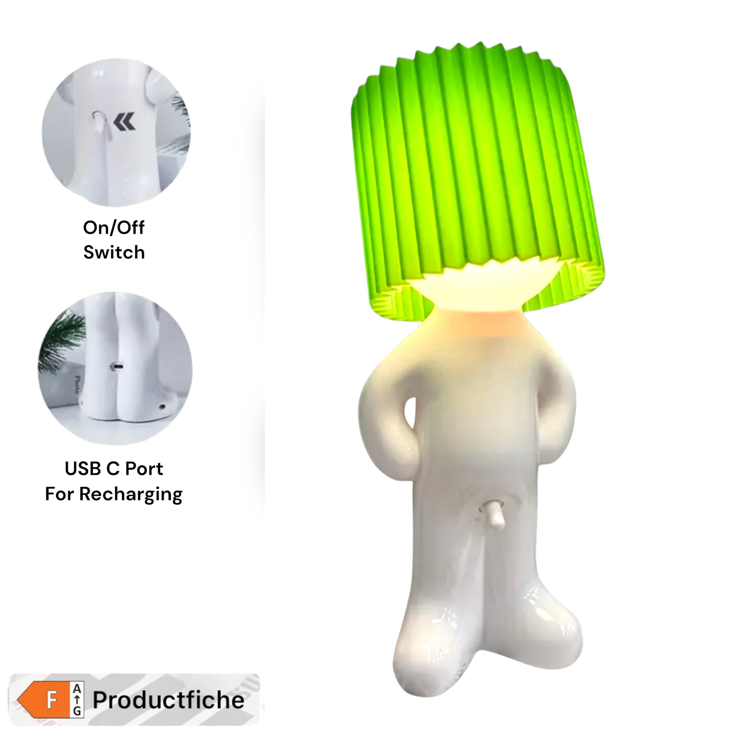 Mr. Lightdick – Ondeugende Tafellamp met Groene Glow & USB-C Oplaadfunctie