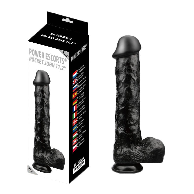 Realistische Dildo met Zuignap – 28,5 cm Zwart